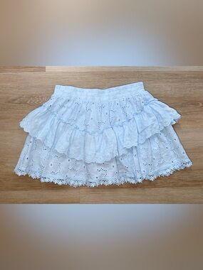 Design History Girls Blue Eyelet Tiered Mini Skirt